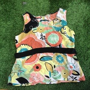 Groovy Floral Silk Blouse retro 90s goes 70s Sz M Vintage Putumayo